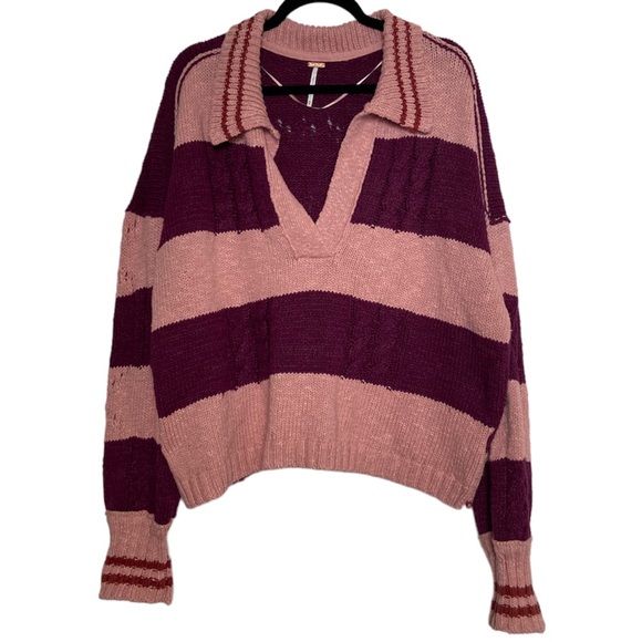 Free People Moody Pink Combo Pembrook Oversized Sweater - Picture 5 of 6